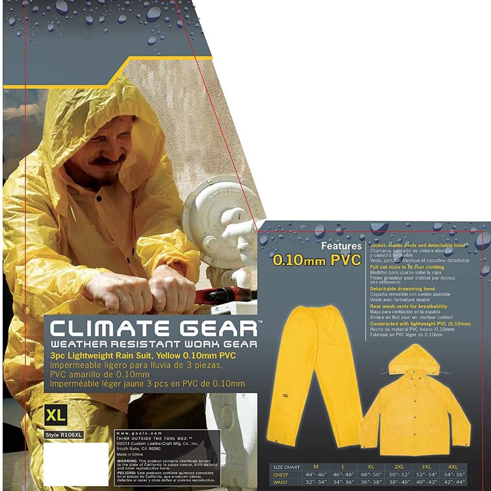 CLC Rain Wear R1062X .10MM 3-Piece Rain Suit - Picture 3 of 3